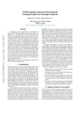 SATTS: Speaker Attractor Text to Speech, Learning to Speak by Learning
  to Separate