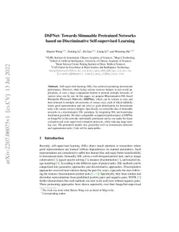 DSPNet: Towards Slimmable Pretrained Networks based on Discriminative
  Self-supervised Learning