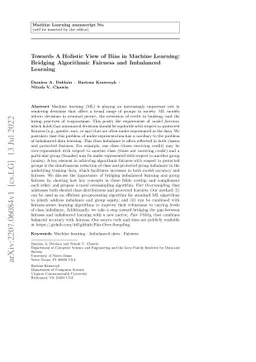 Towards A Holistic View of Bias in Machine Learning: Bridging
  Algorithmic Fairness and Imbalanced Learning