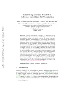 Eliminating Gradient Conflict in Reference-based Line-Art Colorization