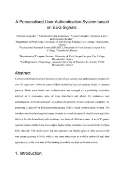 A Personalised User Authentication System based on EEG Signals