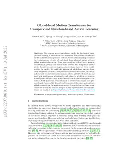 Global-local Motion Transformer for Unsupervised Skeleton-based Action
  Learning