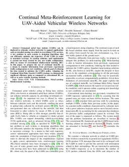 Continual Meta-Reinforcement Learning for UAV-Aided Vehicular Wireless
  Networks