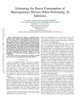 Estimating the Power Consumption of Heterogeneous Devices when
  performing AI Inference