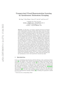 Unsupervised Visual Representation Learning by Synchronous Momentum
  Grouping