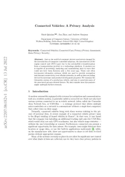 Connected Vehicles: A Privacy Analysis