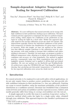 Sample-dependent Adaptive Temperature Scaling for Improved Calibration