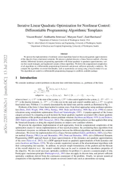 Iterative Linear Quadratic Optimization for Nonlinear Control: Differentiable Programming Algorithmic Templates