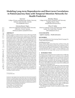 Modeling Long-term Dependencies and Short-term Correlations in Patient
  Journey Data with Temporal Attention Networks for Health Prediction