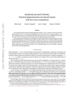 Randomly pivoted Cholesky: Practical approximation of a kernel matrix
  with few entry evaluations