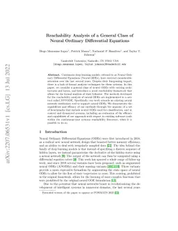 Reachability Analysis of a General Class of Neural Ordinary Differential
  Equations