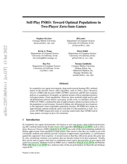 Self-Play PSRO: Toward Optimal Populations in Two-Player Zero-Sum Games