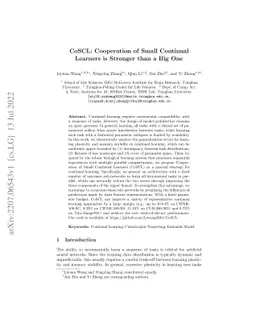 CoSCL: Cooperation of Small Continual Learners is Stronger than a Big
  One