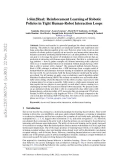i-Sim2Real: Reinforcement Learning of Robotic Policies in Tight
  Human-Robot Interaction Loops