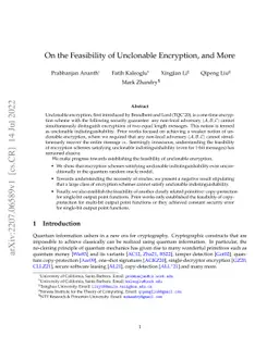 On the Feasibility of Unclonable Encryption, and More
