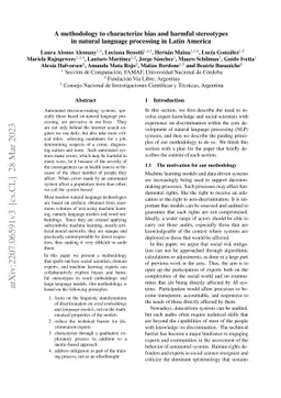 A methodology to characterize bias and harmful stereotypes in natural
  language processing in Latin America