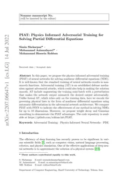 PIAT: Physics Informed Adversarial Training for Solving Partial
  Differential Equations