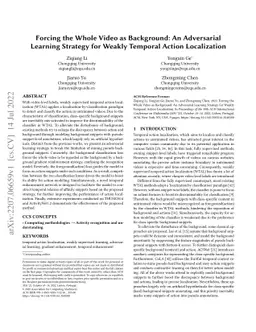 Forcing the Whole Video as Background: An Adversarial Learning Strategy
  for Weakly Temporal Action Localization