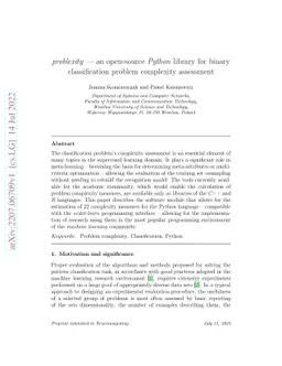 problexity -- an open-source Python library for binary classification
  problem complexity assessment