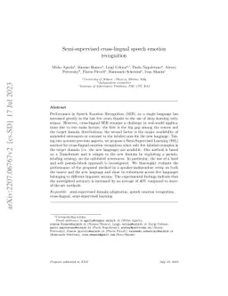 Semi-supervised cross-lingual speech emotion recognition