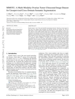 MMOTU: A Multi-Modality Ovarian Tumor Ultrasound Image Dataset for
  Unsupervised Cross-Domain Semantic Segmentation
