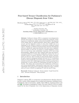 Pose-based Tremor Classification for Parkinson's Disease Diagnosis from
  Video