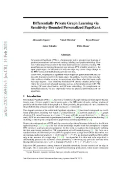 Differentially Private Graph Learning via Sensitivity-Bounded
  Personalized PageRank