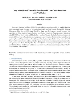 Using Model-Based Trees with Boosting to Fit Low-Order Functional ANOVA
  Models