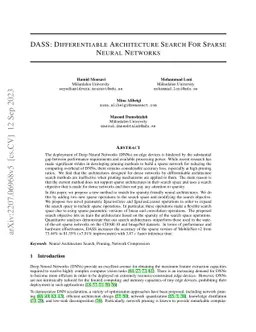 DASS: Differentiable Architecture Search for Sparse neural networks