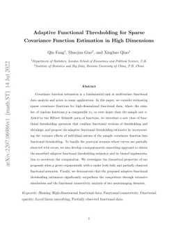 Adaptive Functional Thresholding for Sparse Covariance Function
  Estimation in High Dimensions