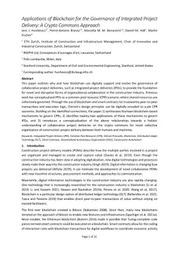 Applications of Blockchain for the Governance of Integrated Project
  Delivery: A Crypto Commons Approach