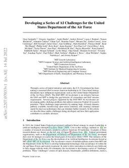 Developing a Series of AI Challenges for the United States Department of
  the Air Force