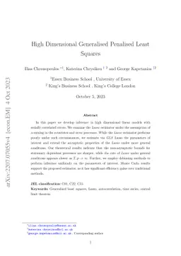 High Dimensional Generalised Penalised Least Squares