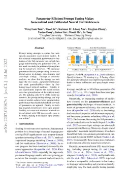 Parameter-Efficient Prompt Tuning Makes Generalized and Calibrated
  Neural Text Retrievers