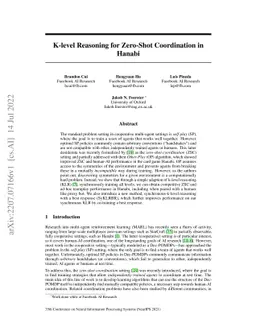 K-level Reasoning for Zero-Shot Coordination in Hanabi
