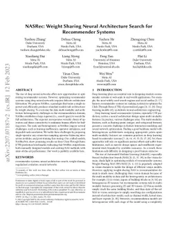 NASRec: Weight Sharing Neural Architecture Search for Recommender
  Systems