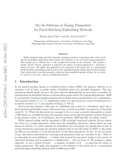 On the Selection of Tuning Parameters for Patch-Stitching Embedding
  Methods