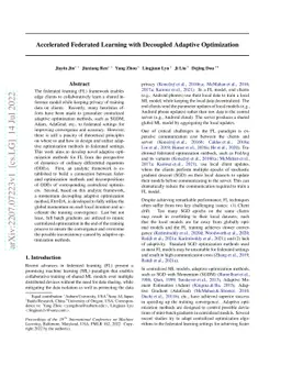 Accelerated Federated Learning with Decoupled Adaptive Optimization