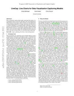 LineCap: Line Charts for Data Visualization Captioning Models