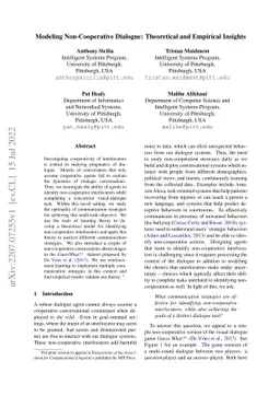Modeling Non-Cooperative Dialogue: Theoretical and Empirical Insights