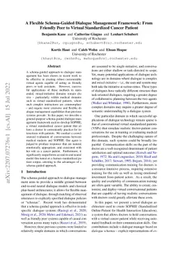 A Flexible Schema-Guided Dialogue Management Framework: From Friendly
  Peer to Virtual Standardized Cancer Patient