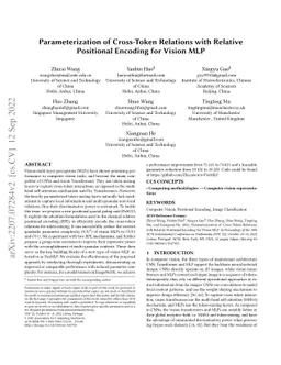Parameterization of Cross-Token Relations with Relative Positional
  Encoding for Vision MLP