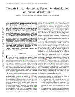 Towards Privacy-Preserving Person Re-identification via Person Identify
  Shift