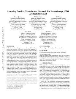 Learning Parallax Transformer Network for Stereo Image JPEG Artifacts
  Removal