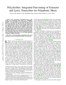 PoLyScriber: Integrated Fine-tuning of Extractor and Lyrics Transcriber
  for Polyphonic Music