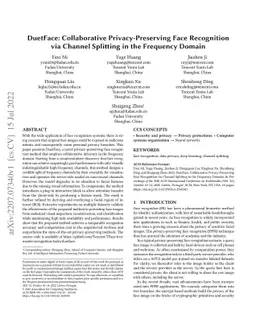 DuetFace: Collaborative Privacy-Preserving Face Recognition via Channel
  Splitting in the Frequency Domain