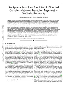 An Approach for Link Prediction in Directed Complex Networks based on
  Asymmetric Similarity-Popularity