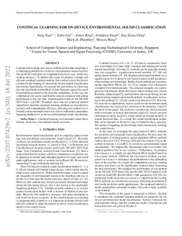 Continual Learning For On-Device Environmental Sound Classification