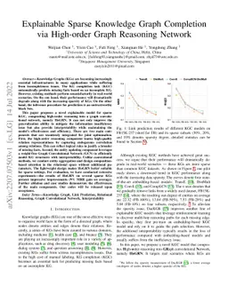 Explainable Sparse Knowledge Graph Completion via High-order Graph
  Reasoning Network
