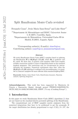 Split Hamiltonian Monte Carlo revisited